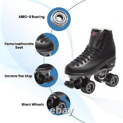 Patins à roulettes premium Sure Grip Fame pour hommes et femmes en cuir noir élégant