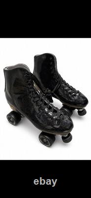 Patins à roulettes quad Sure-Grip Stardust en cuir noir pailleté, taille 11
