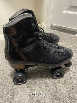Patins à roulettes quad Sure-Grip Stardust en cuir noir pailleté, taille 11
