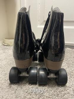 Patins à roulettes quad Sure-Grip Stardust en cuir noir pailleté, taille 11