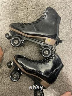 Patins à roulettes quad Sure-Grip Stardust en cuir noir pailleté, taille 11