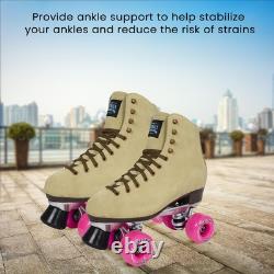 Patins à roulettes rétro en suède tan 1300 pour extérieur avec cuir suédé durable