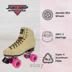 Patins à roulettes rétro en suède tan 1300 pour extérieur avec cuir suédé durable