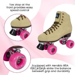 Patins à roulettes rétro en suède tan 1300 pour extérieur avec cuir suédé durable