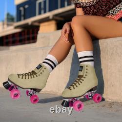 Patins à roulettes rétro en suède tan 1300 pour extérieur avec cuir suédé durable