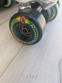 Patins à roulettes vintage Riedell 130l Super x 4R Sure Grip en daim taille 6 fabriqués aux États-Unis