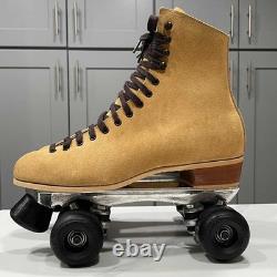 Patins à roulettes vintage Riedell Sure Grip 130M taille 9 pour hommes en daim beige