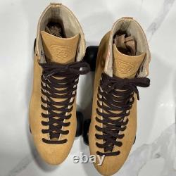 Patins à roulettes vintage Riedell Sure Grip 130M taille 9 pour hommes en daim beige