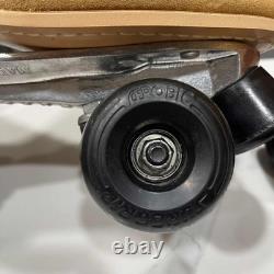 Patins à roulettes vintage Riedell Sure Grip 130M taille 9 pour hommes en daim beige