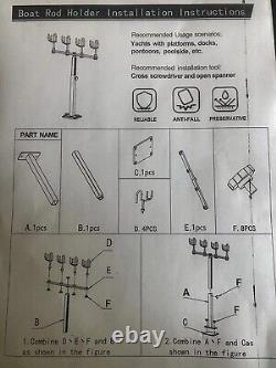 Support de canne à pêche 2PCS en aluminium avec prise sécurisée, support de canne en acier, fil recouvert de PVC pour bateau